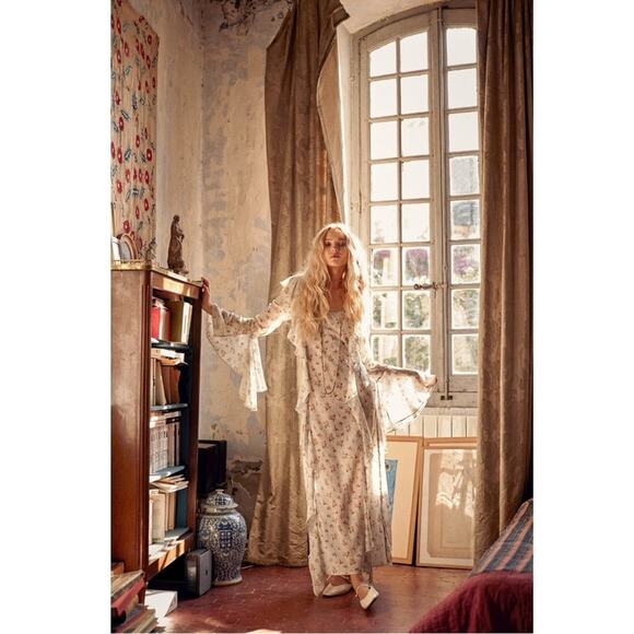 Spell & The Gypsy Ethereal Bohemian Witchy Fleur Frill Bias Maxi Dress Medium - Picture 13 of 16